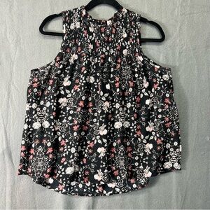 Knox Rose Black and Pink sleeveless boho top small